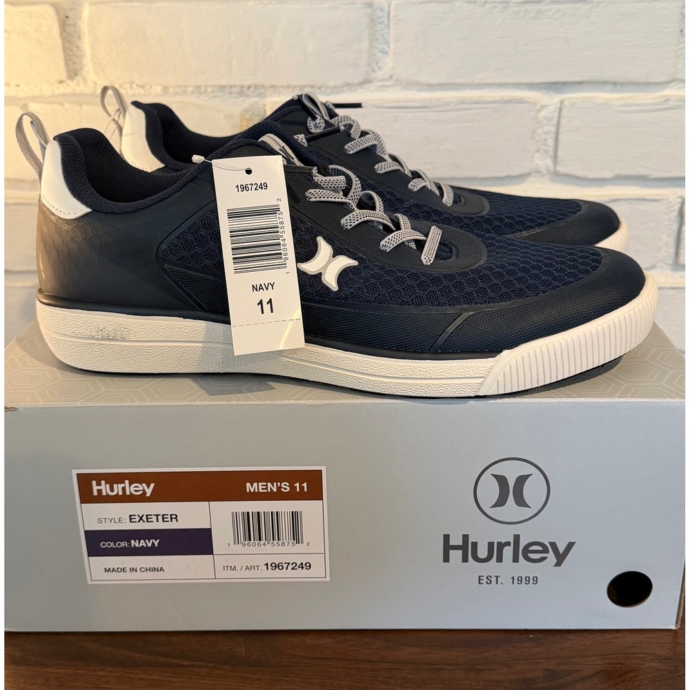 NWT Hurley Exeter Mens 11 Navy Blue Mesh Low Top Sneakers Athleisure Lightweight
